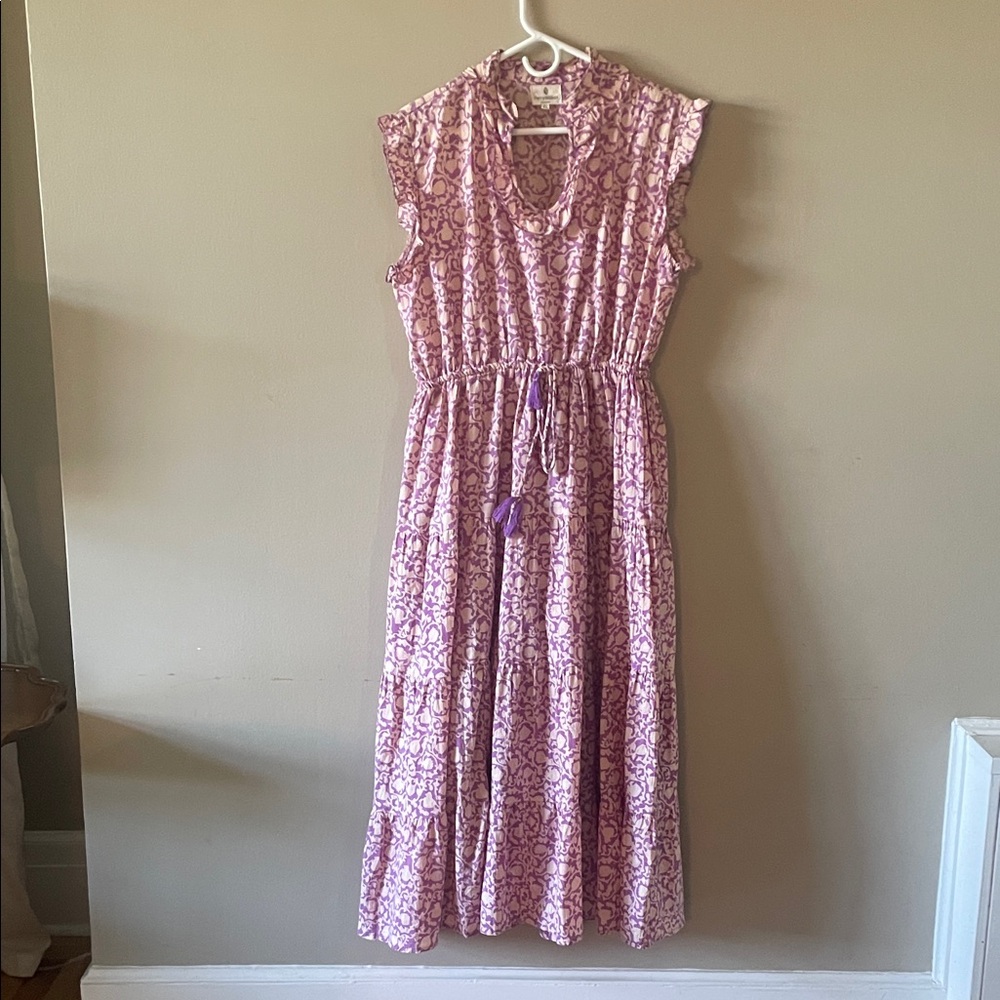 Floral Lavendar Sleeveless Ruffled Dress